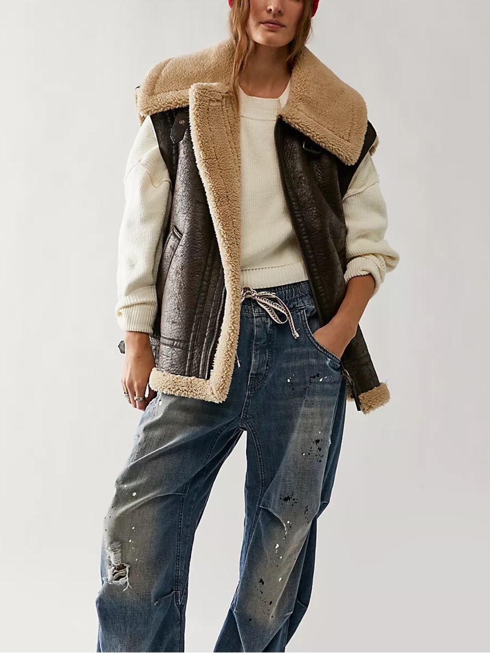 Free People We The Free Bad Habits Cozy Vest RT $168 Size Small
